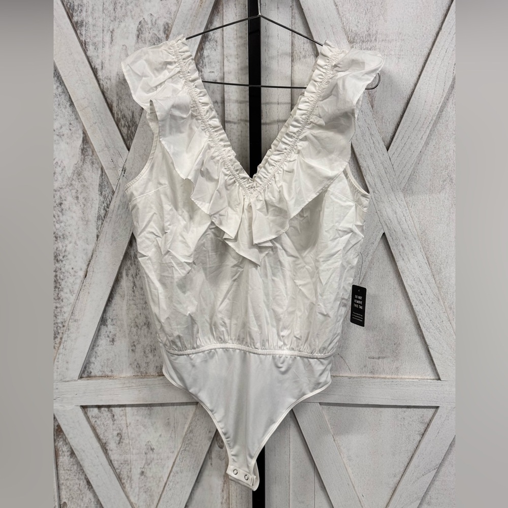 Express Deep V Ruffle Bodysuit